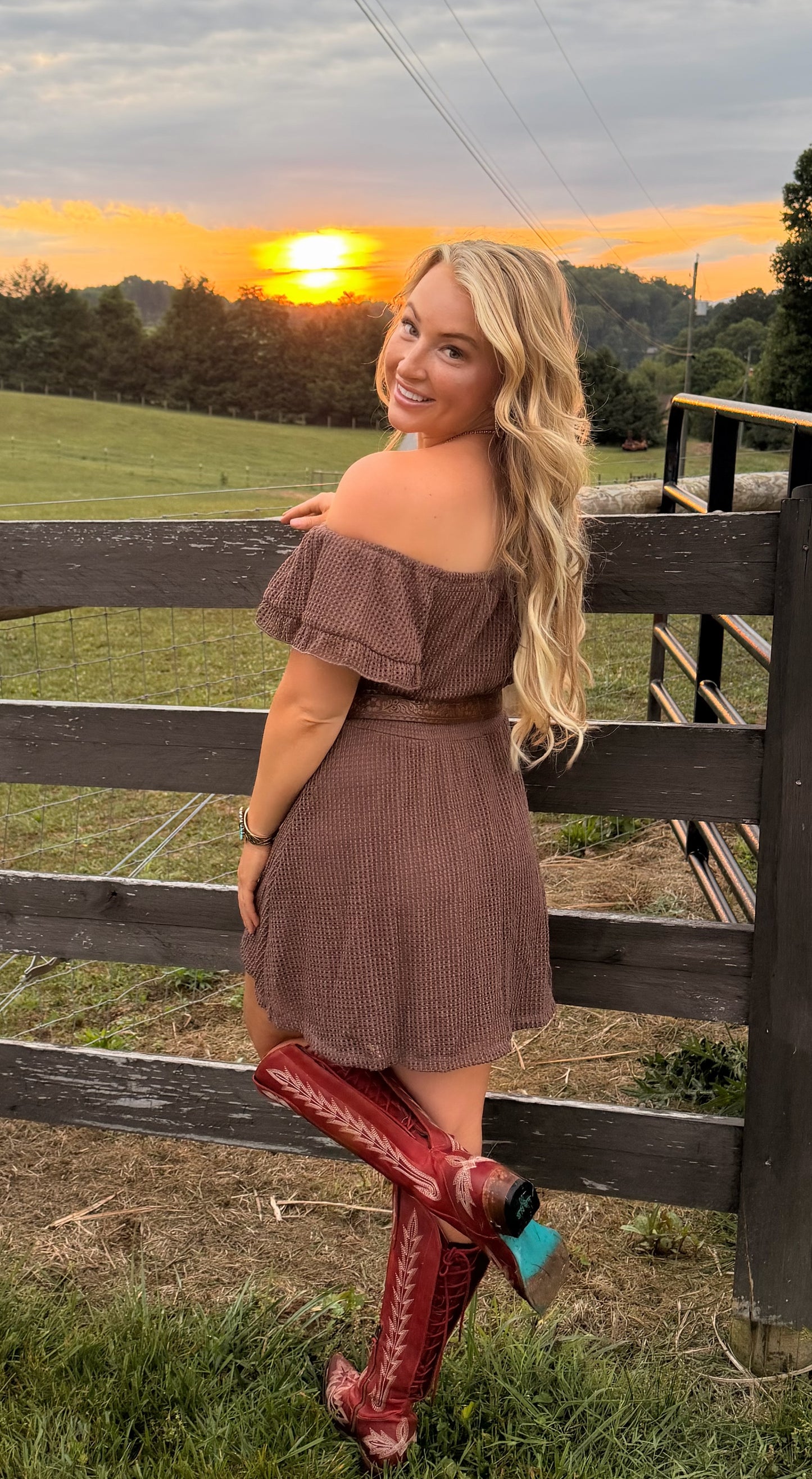 Crochet Off-The-Shoulder Mini Dress