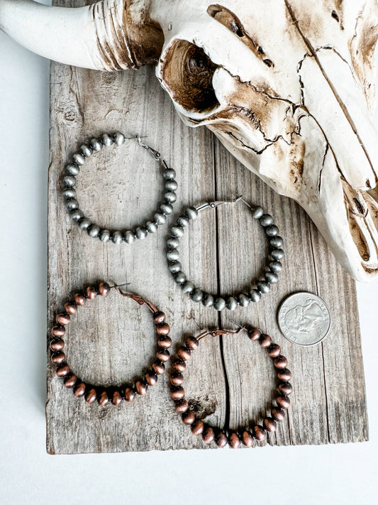 2” Navajo Pearl Hoops Earrings