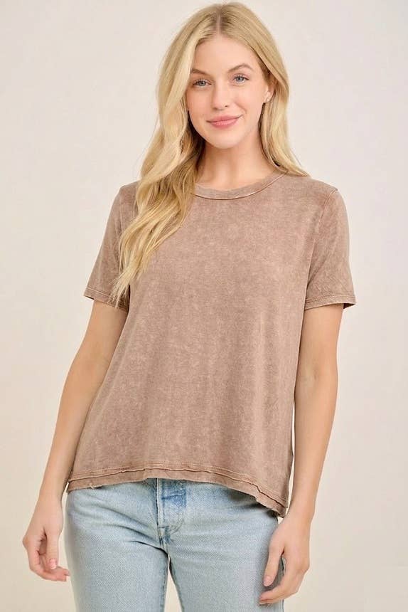 Mineral Washed Soft Slinky Crewneck Basic top