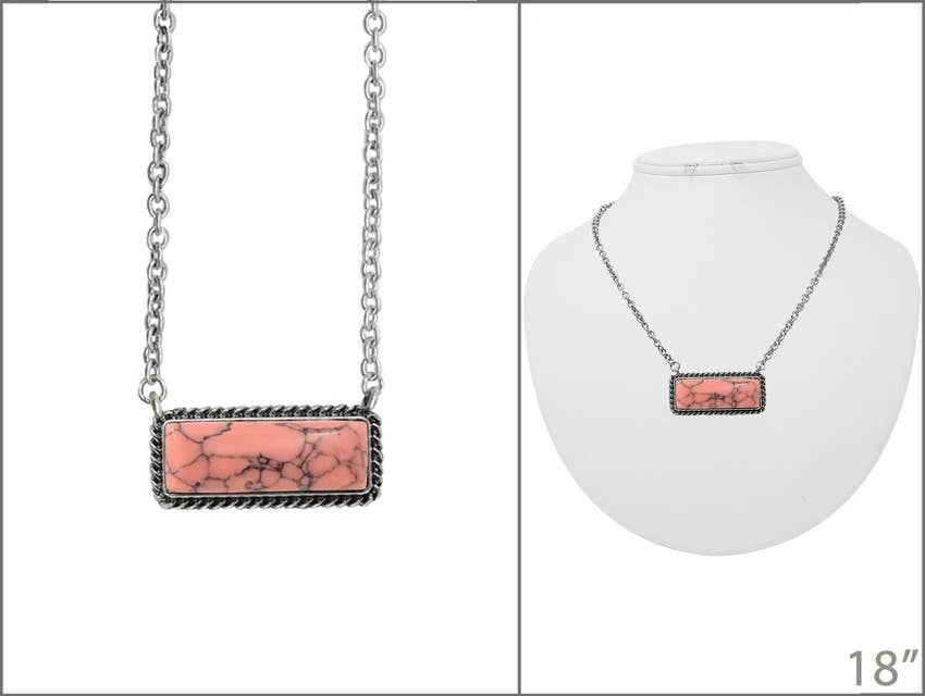 Western Semi Stone Bar Necklace