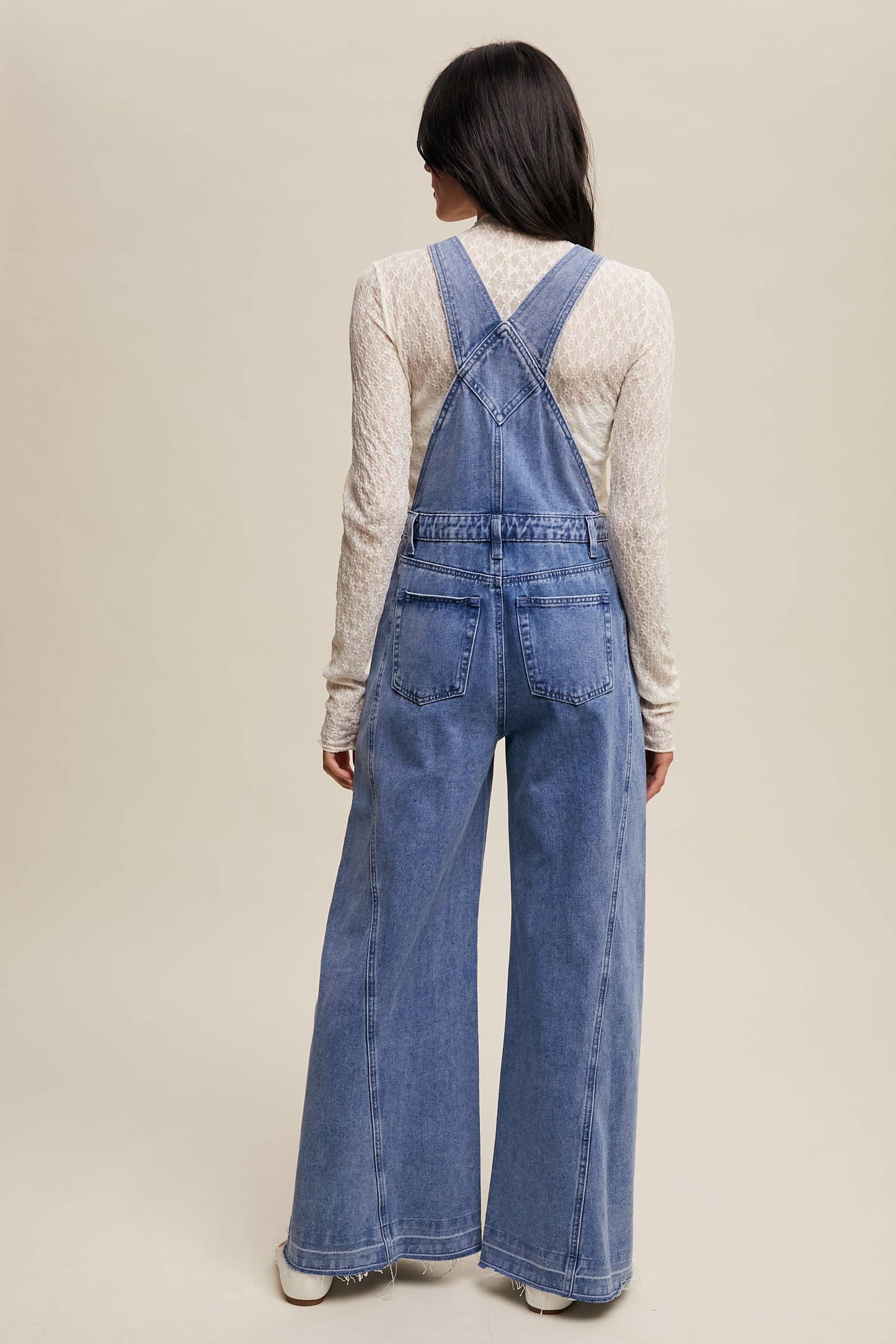 Wide-Leg Denim Overalls