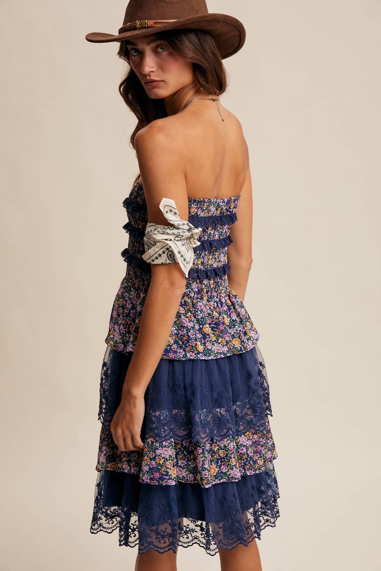 Smocked Lace Tiered Midi Skirt/Dress