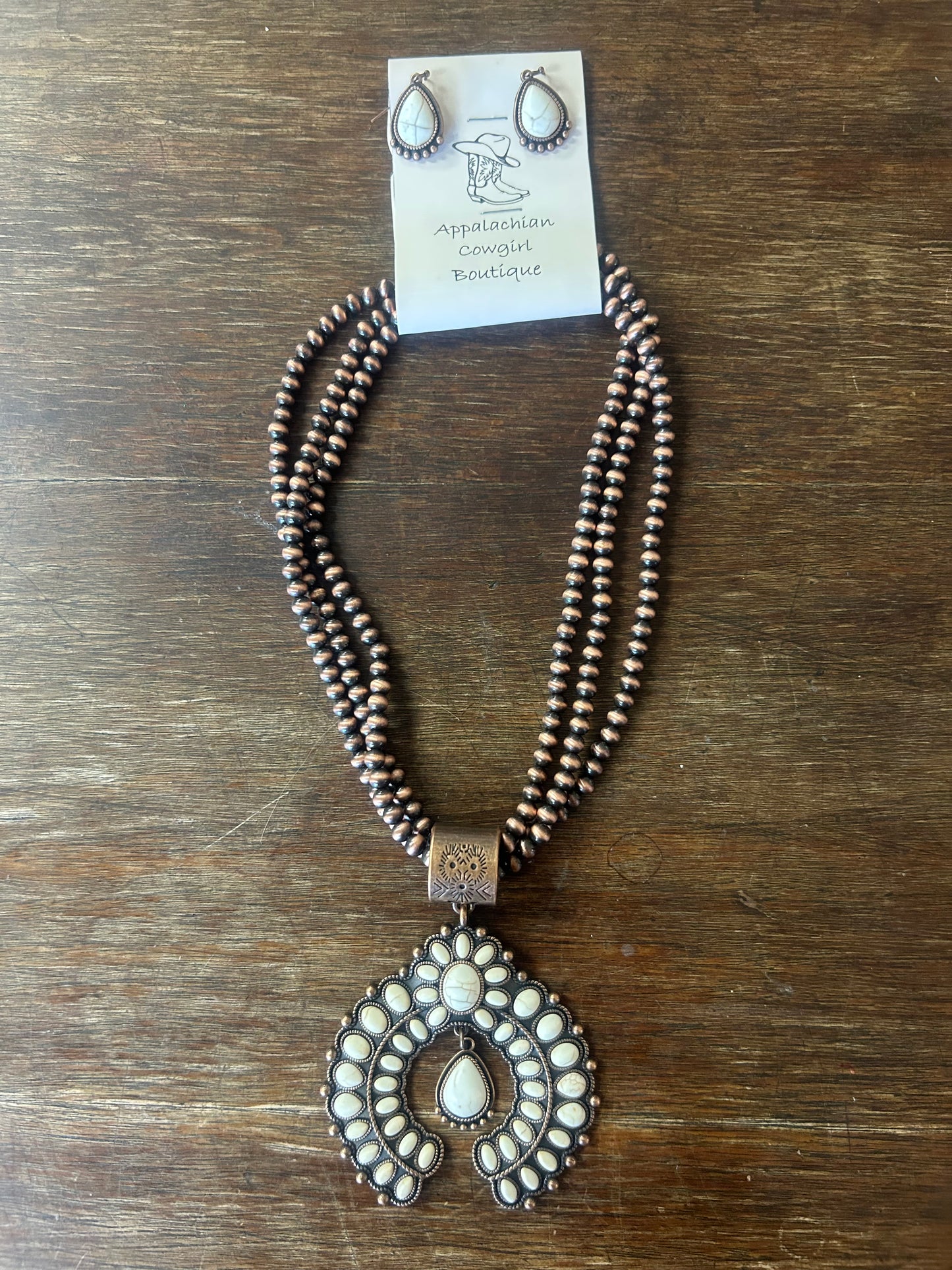 Buffalo Pendant Necklace and earring set