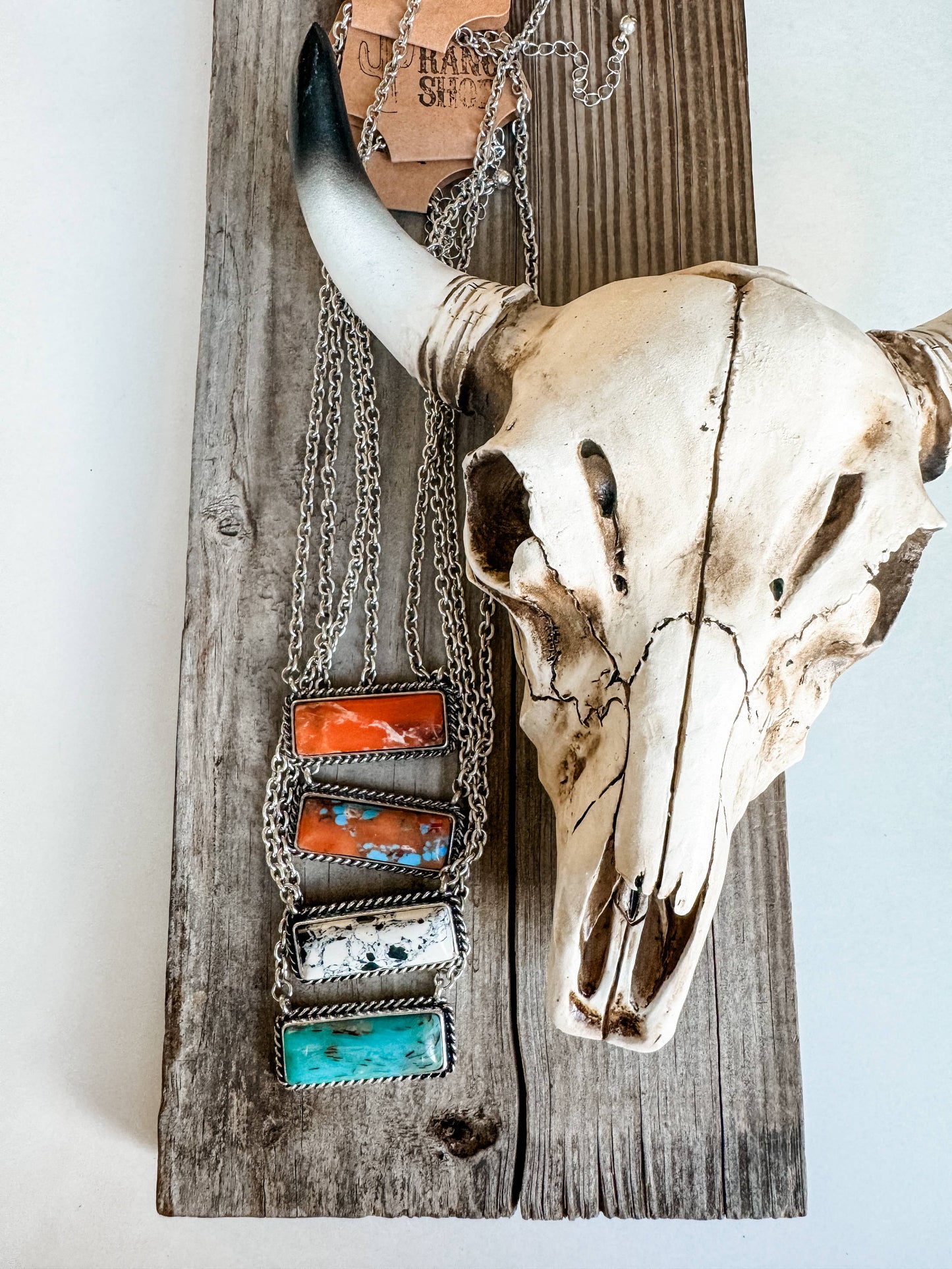 Western Semi Stone Bar Necklace