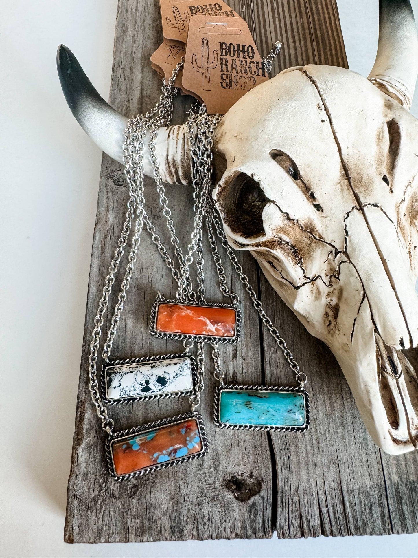 Western Semi Stone Bar Necklace