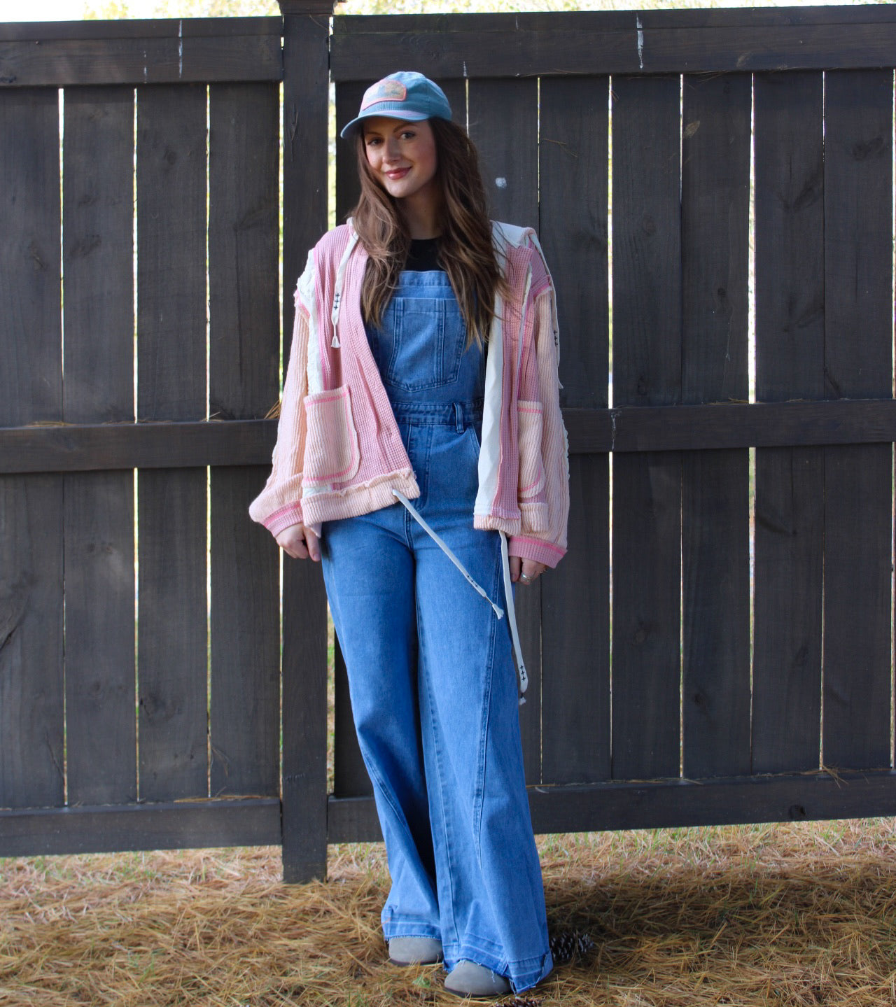 Wide-Leg Denim Overalls