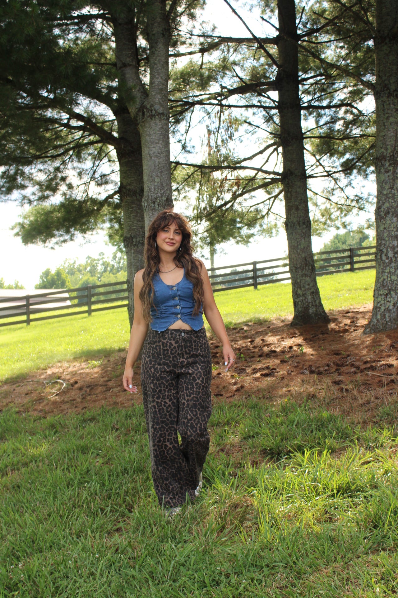 Leopard Print Wide-Leg Pants