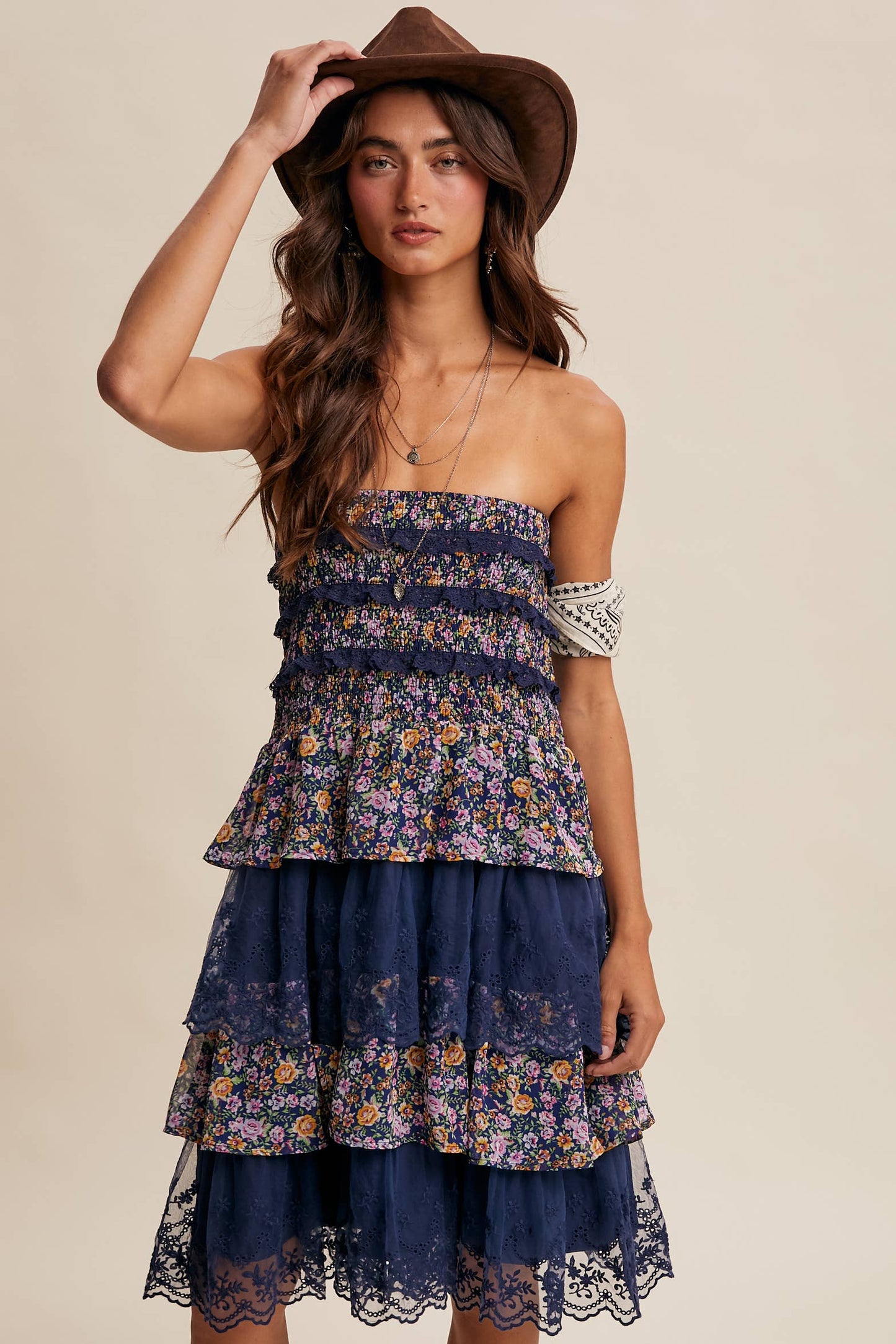 Smocked Lace Tiered Midi Skirt/Dress