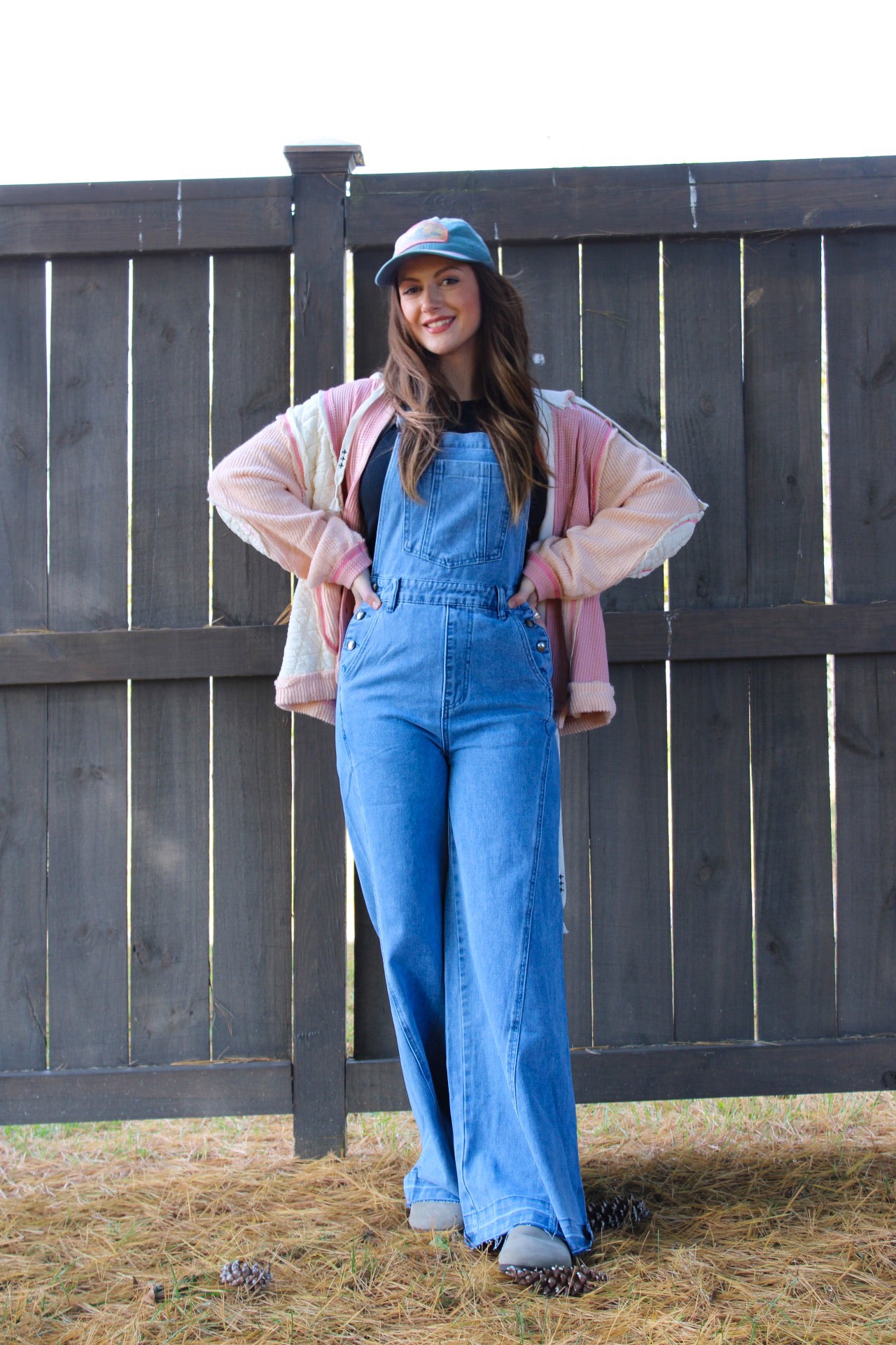 Wide-Leg Denim Overalls