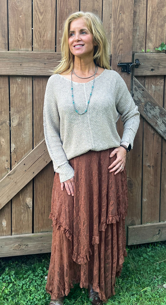 Layered FLORAL MIDI SKIRT