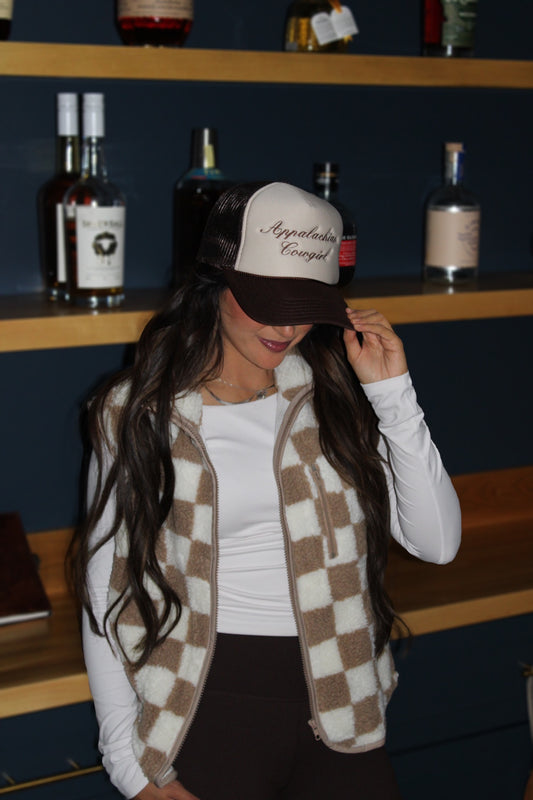 Checkered Collared Sherpa  Jacket Vest | S-XL