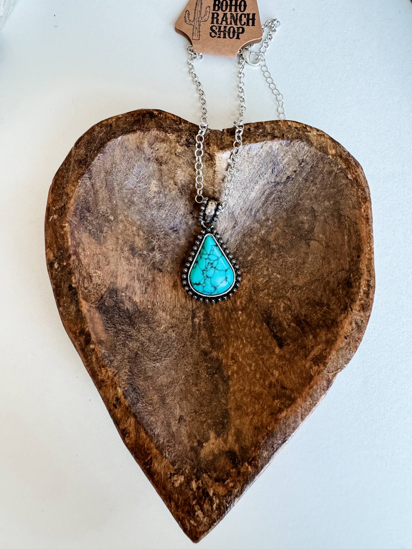 Western Pendant Necklace - teardrop bar lightning bolt 
