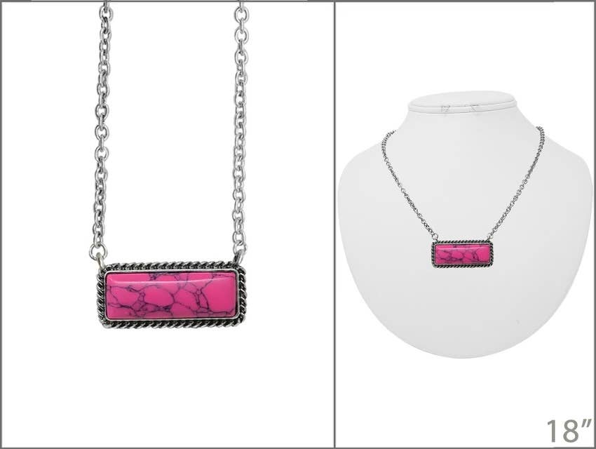 Western Semi Stone Bar Necklace