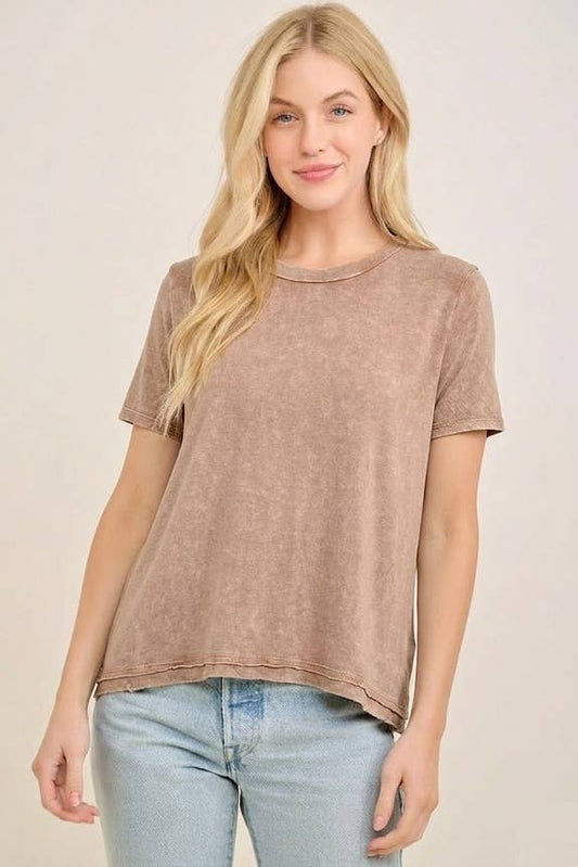 Mineral Washed Soft Slinky Crewneck Basic top